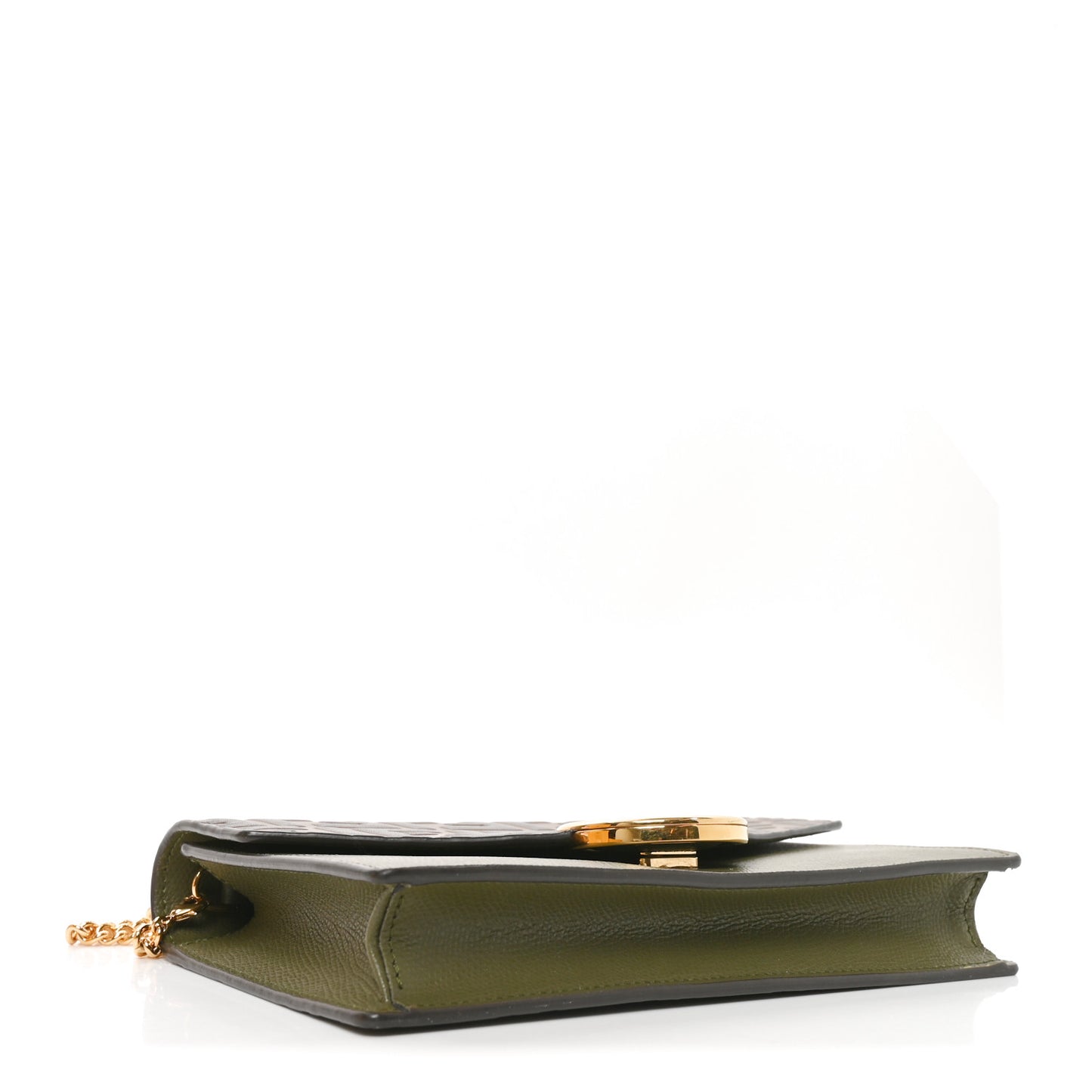 Vitello Cruise F is Fendi Bi-Color FF 1974 Embossed Medium Envelope Wallet On Chain Asparago Maya