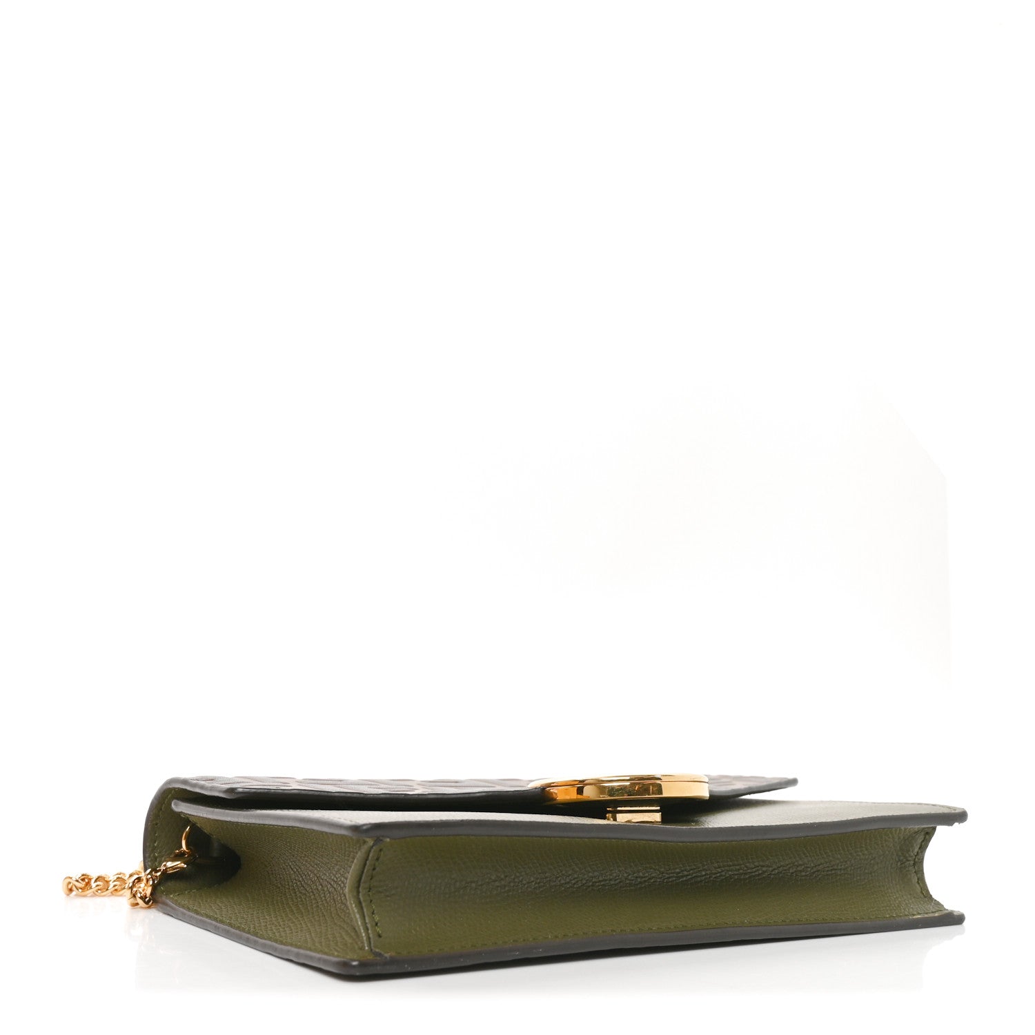Fendi Vitello Cruise F is Fendi Bi-Color FF 1974 Embossed Medium Envelope Wallet On Chain Asparago Maya 4 of 11