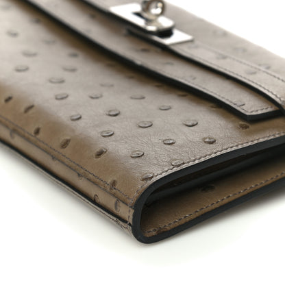Hermes Ostrich Kelly Longue Wallet Gris Tourterelle 9 of 11