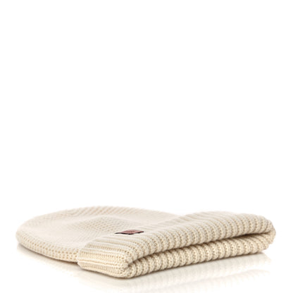 Hermes Cashmere Knit Boston Beanie Hat M Blanc Casse 4 of 10