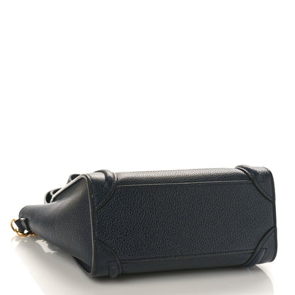 Celine Drummed Calfskin Nano Luggage Navy Blue 4 of 7