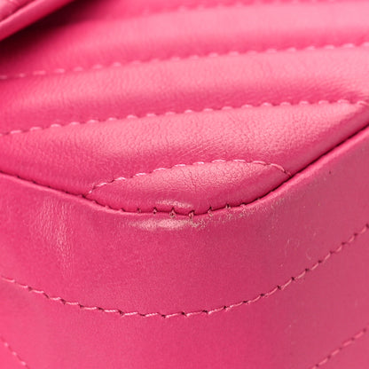 Chanel Lambskin Chevron Quilted Mini Rectangular Flap Dark Pink 8 of 9