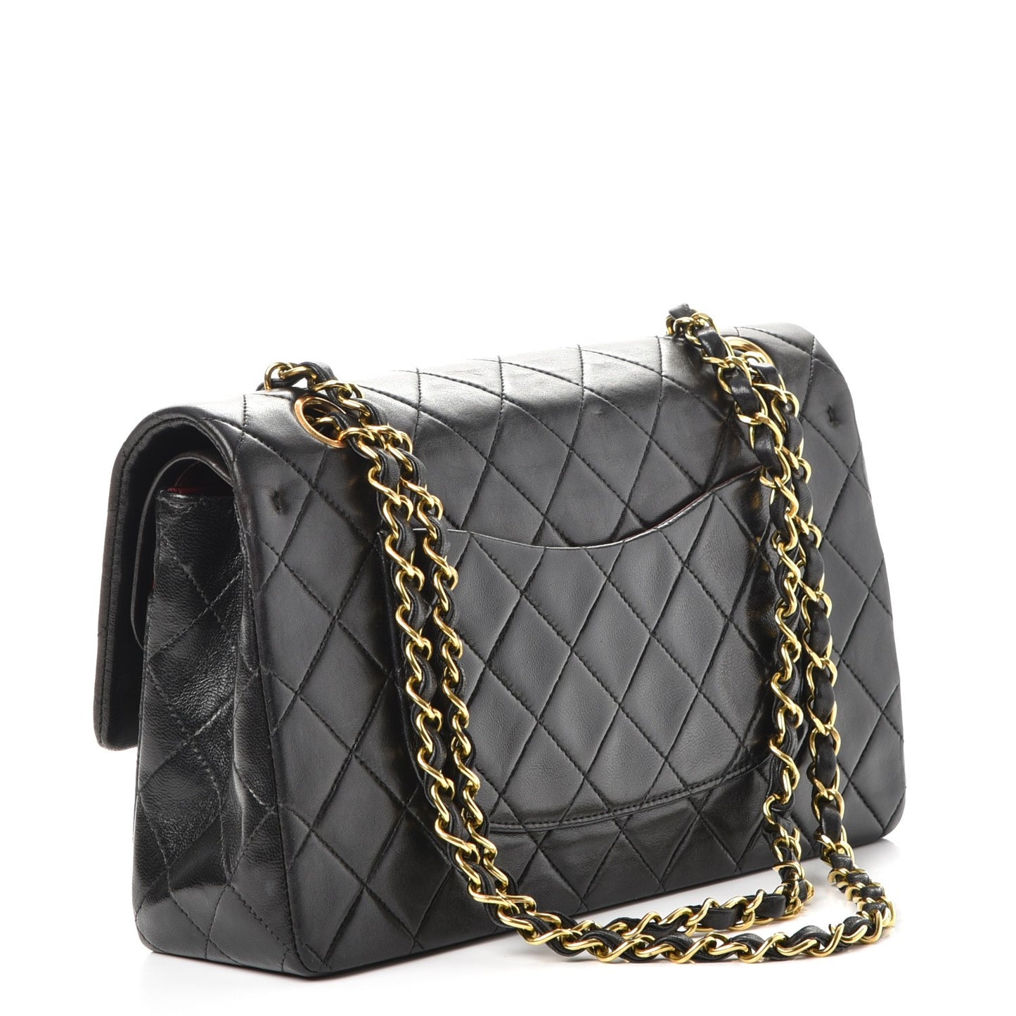 Lambskin Quilted Medium Double Flap Black
