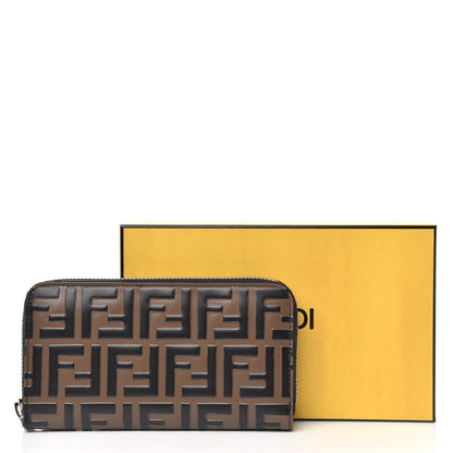 Fendi Vitello F is Fendi Bi-Color FF 1974 Embossed Zip Around Wallet Maya Black 8 of 8