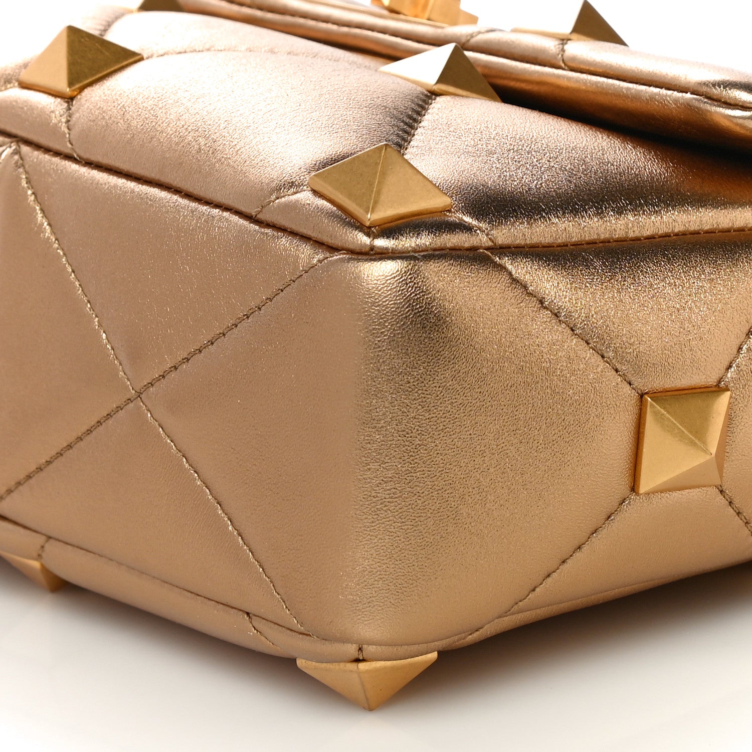 Valentino Garavani Nappa Medium Roman Stud Shoulder Bag Antique Brass 9 of 9
