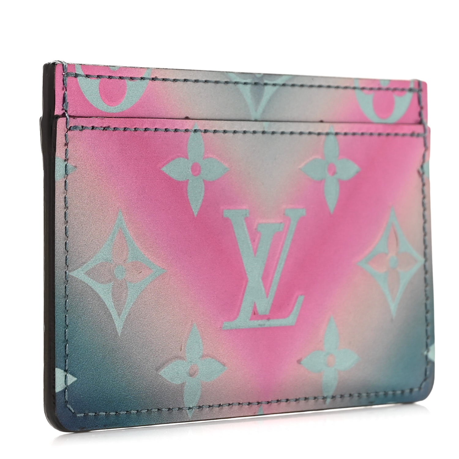 Louis Vuitton Metallic Vernis Card Holder Blue Pink 3 of 9
