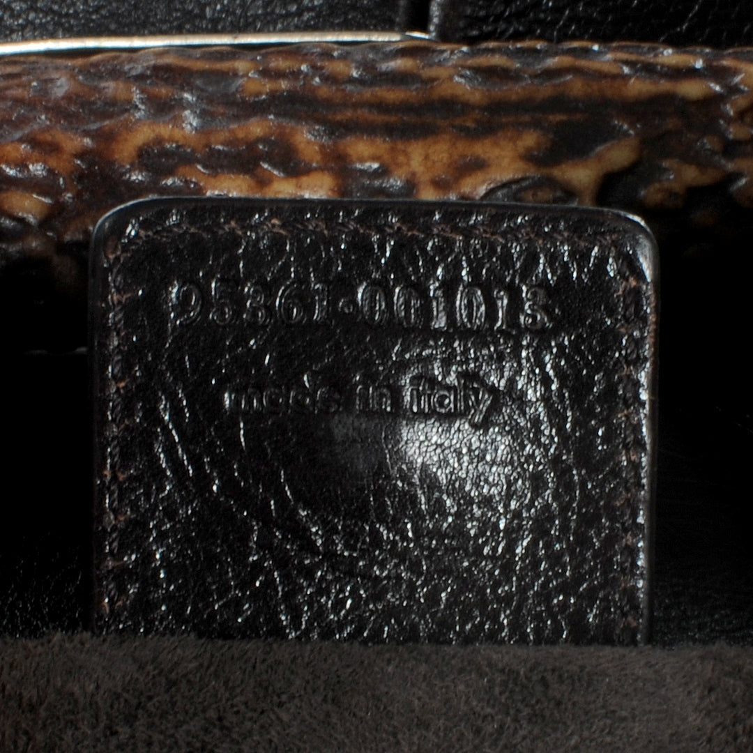 Leather Mombasa Horn Bag Dark Brown