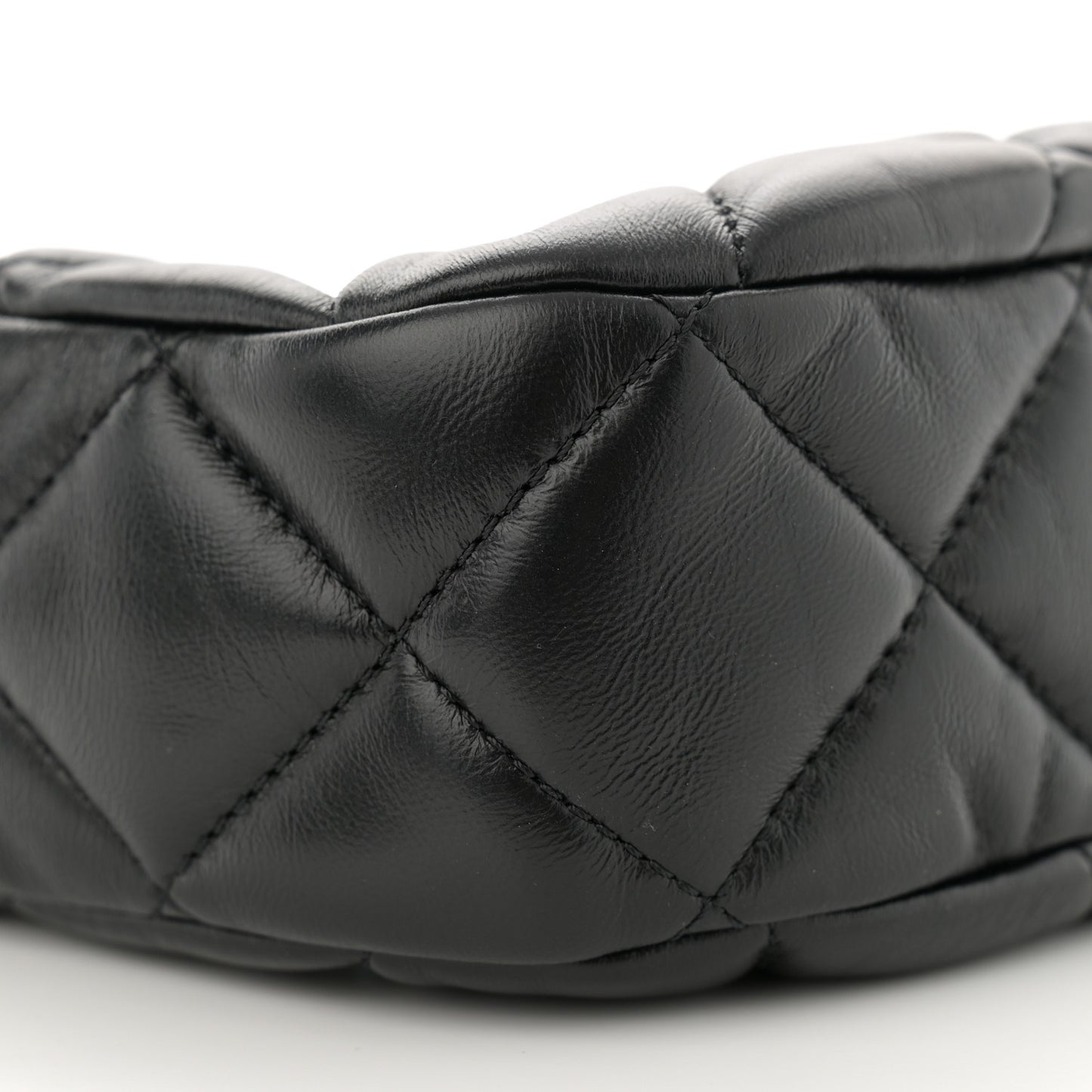 Lambskin Quilted Small Chain Hobo Black