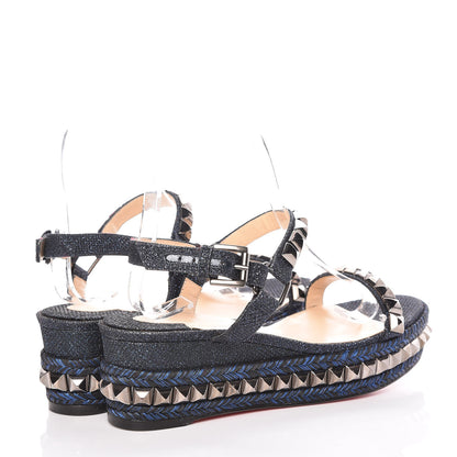 Christian Louboutin Glitter Luminor Cataclou 60 Platform Sandals 37 Navy 4 of 9