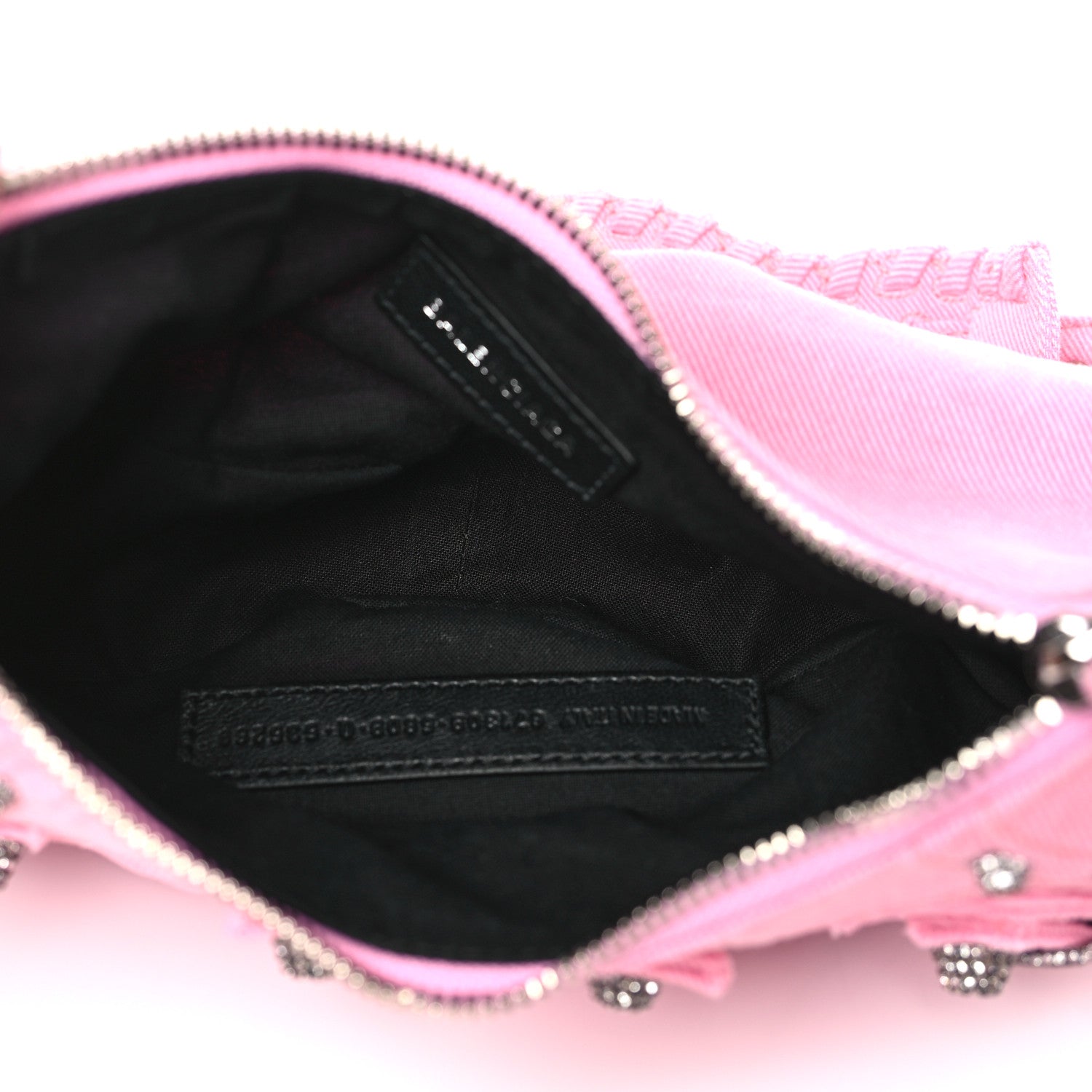 Balenciaga Washed Frayed Denim Crystal Le Cagole Shoulder Bag XS Denim Pink 5 of 9