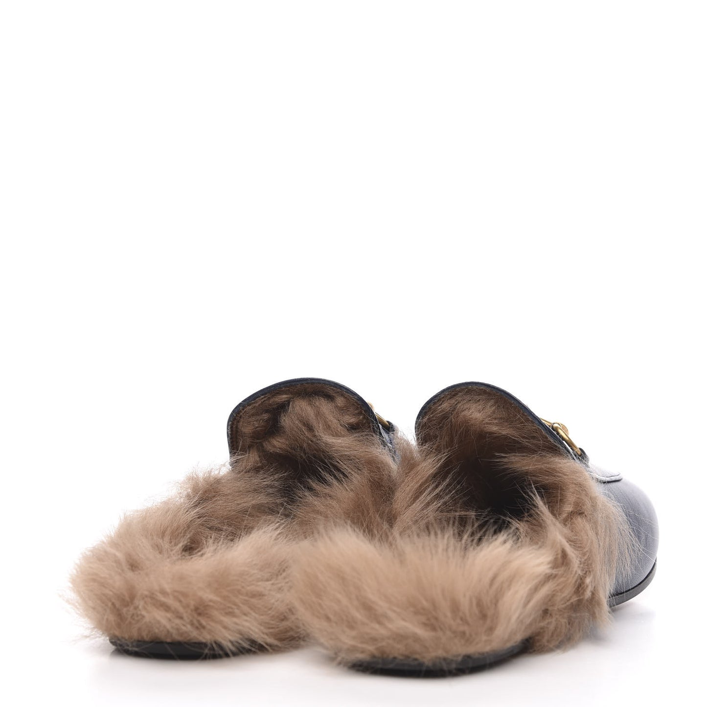 Malaga Kid Fur Womens Princetown Slippers 38.5 Blue Agata