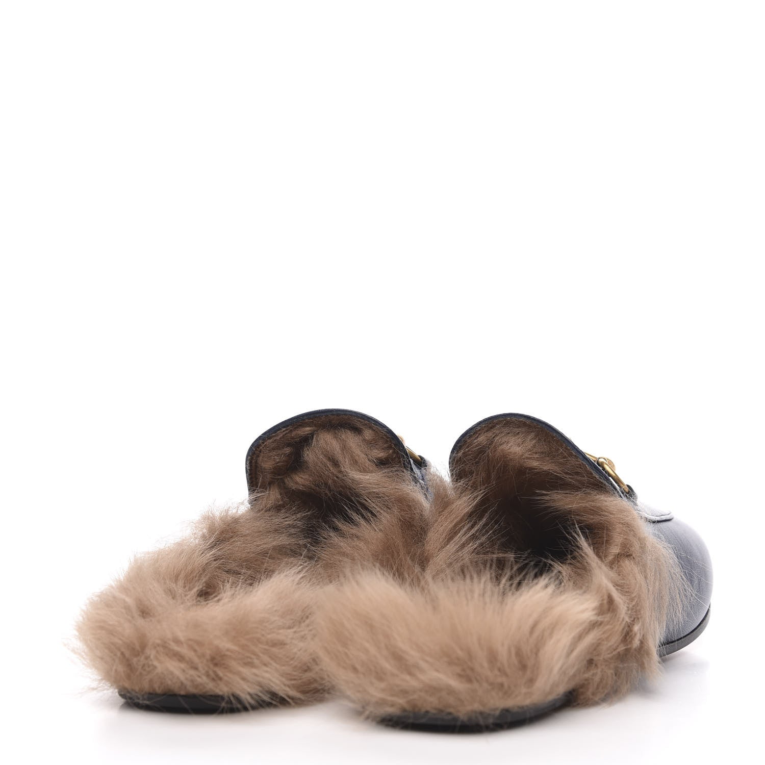 Gucci Malaga Kid Fur Womens Princetown Slippers 38.5 Blue Agata 4 of 8