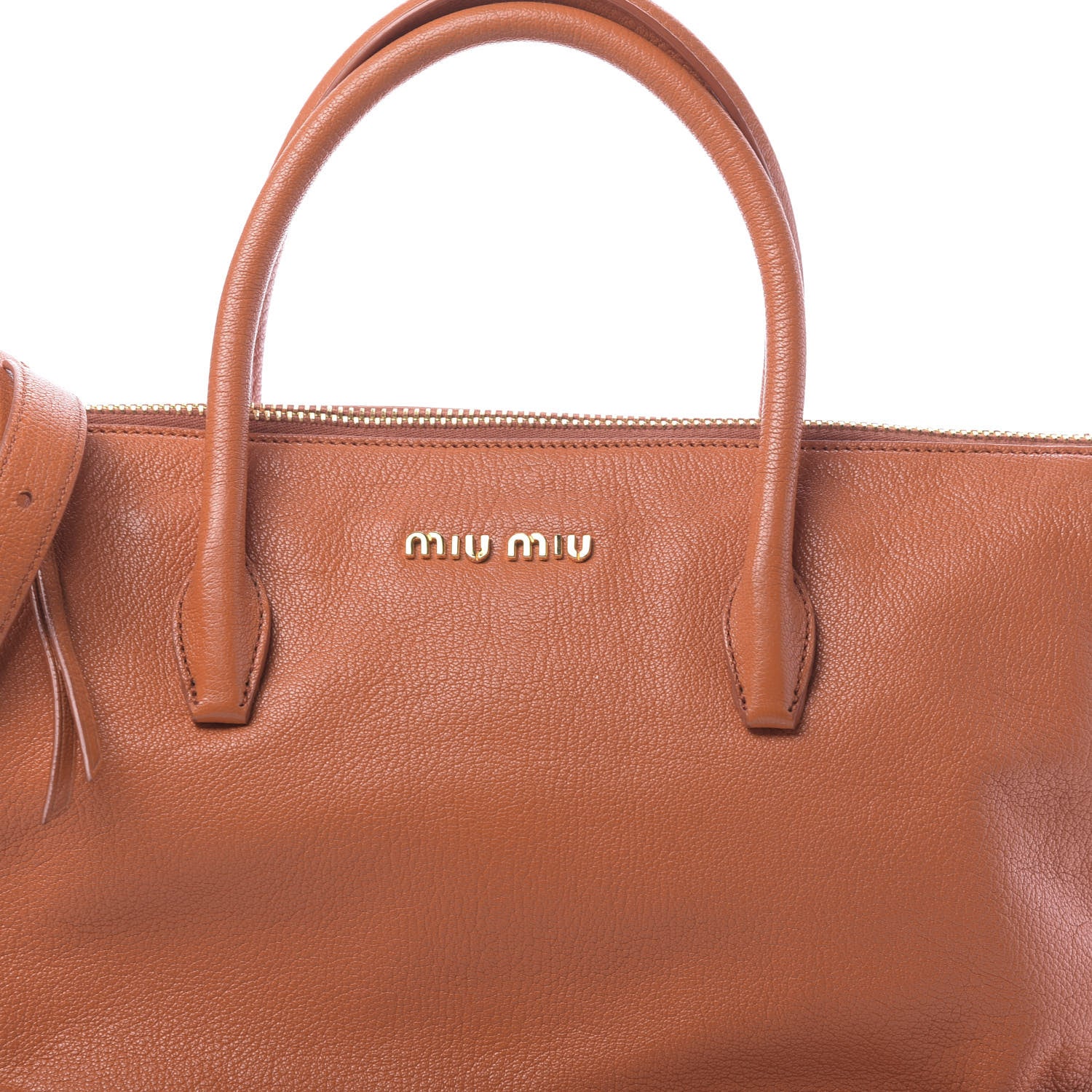 Miu Miu Goatskin Madras Zip Tote Papaya 8 of 10