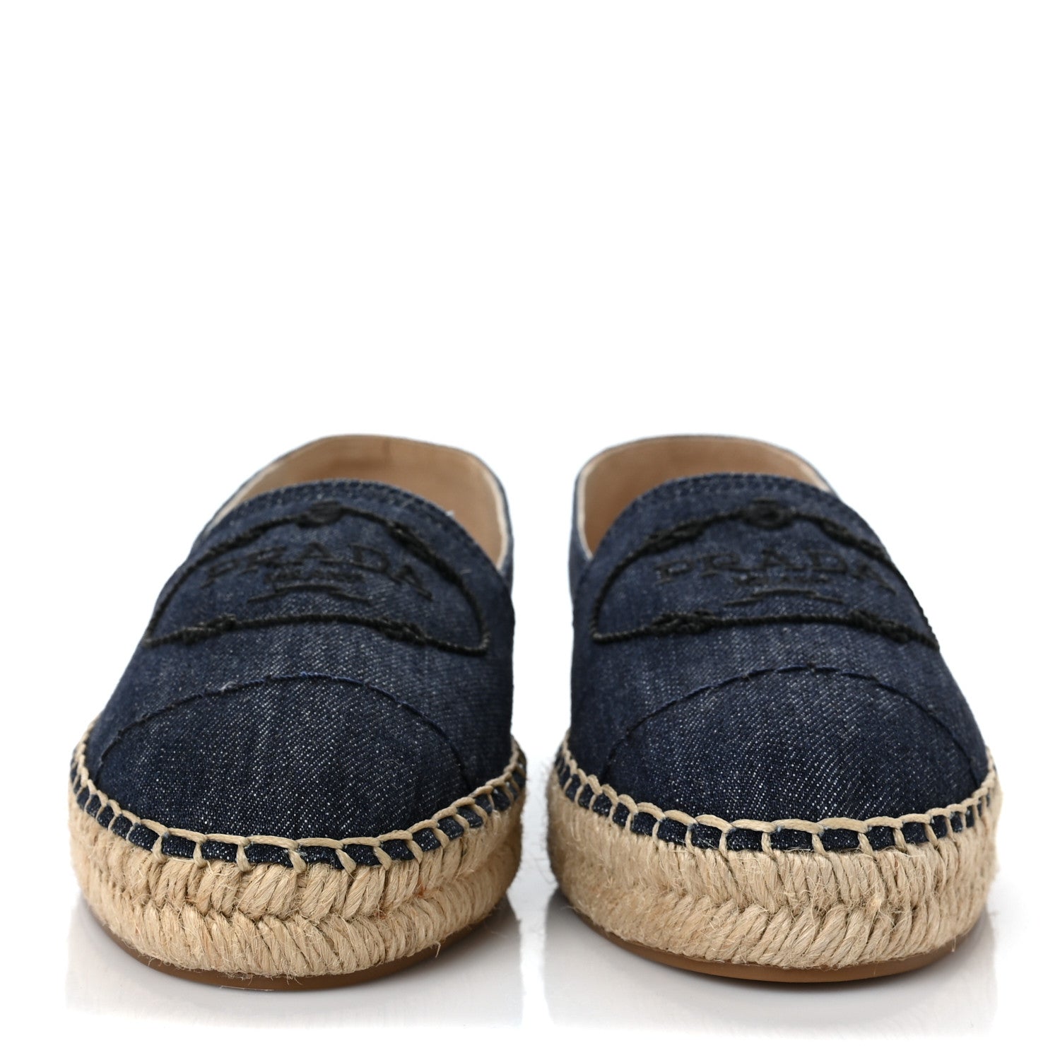 Prada Denim Logo Espadrilles 38.5 Blue 2 of 8