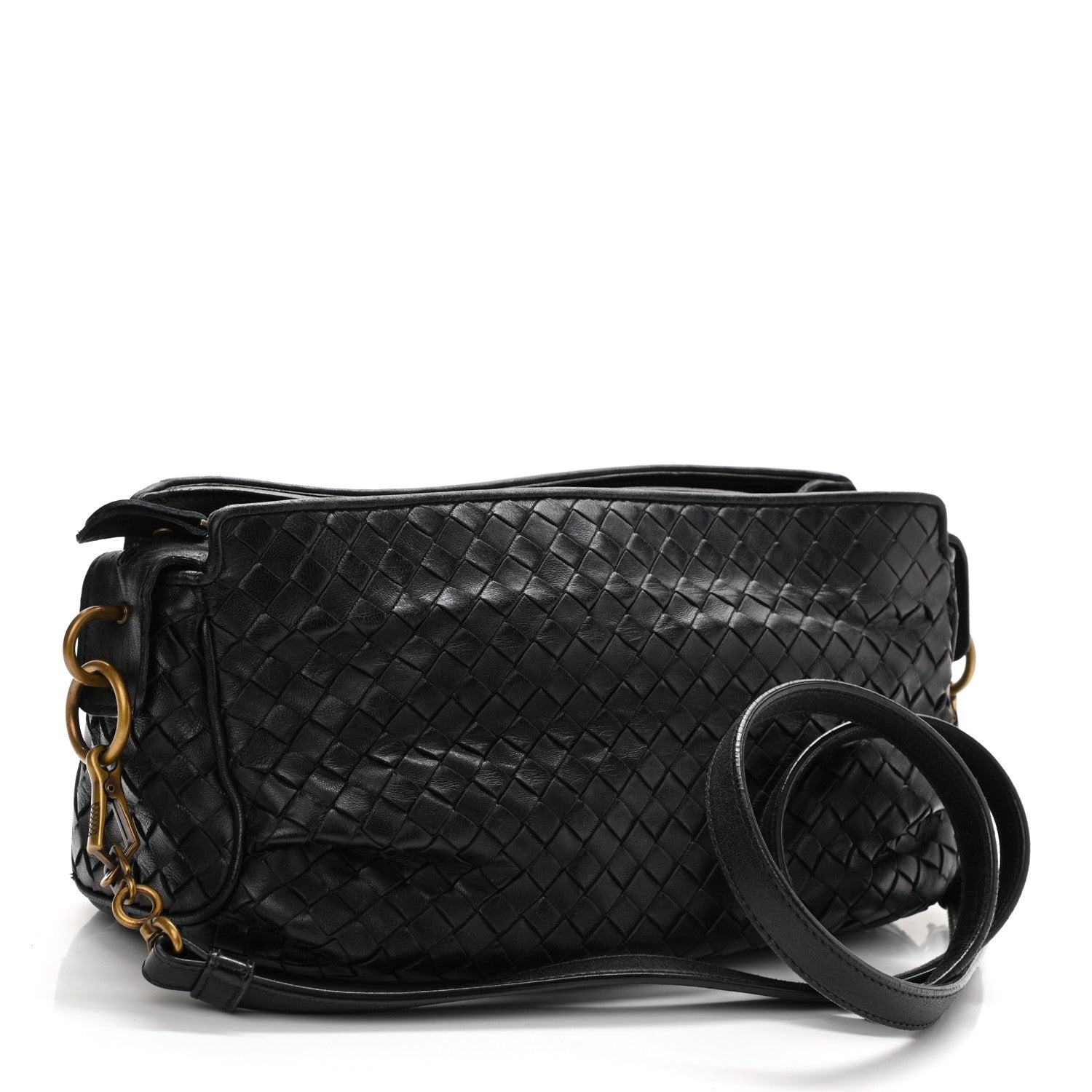 Bottega Veneta Nappa Intrecciato Shoulder Bag Black 2 of 9
