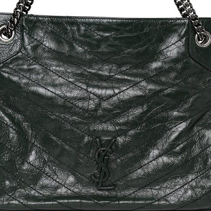 Saint Laurent Crinkled Calfskin Matelasse Monogram Medium Niki Shopper Tote New Vert 7 of 11
