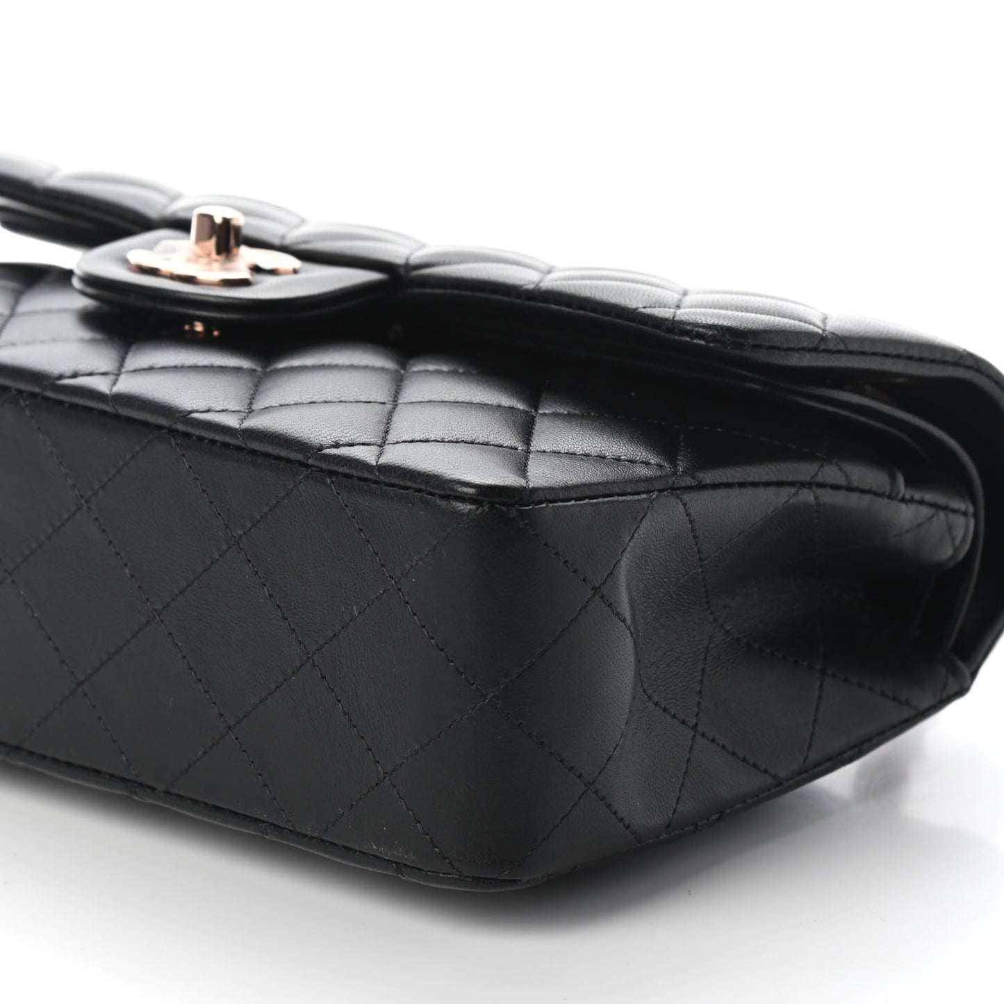 Lambskin Quilted Small Double Flap Black