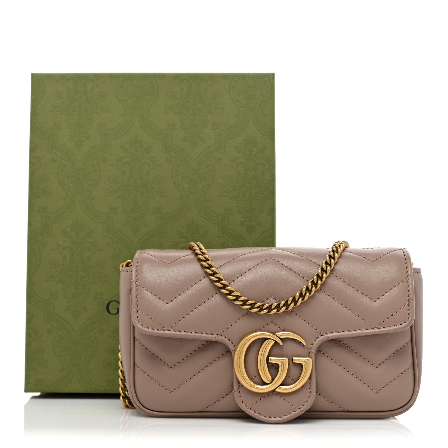 Calfskin Matelasse Super Mini GG Marmont Shoulder Bag Porcelain Rose