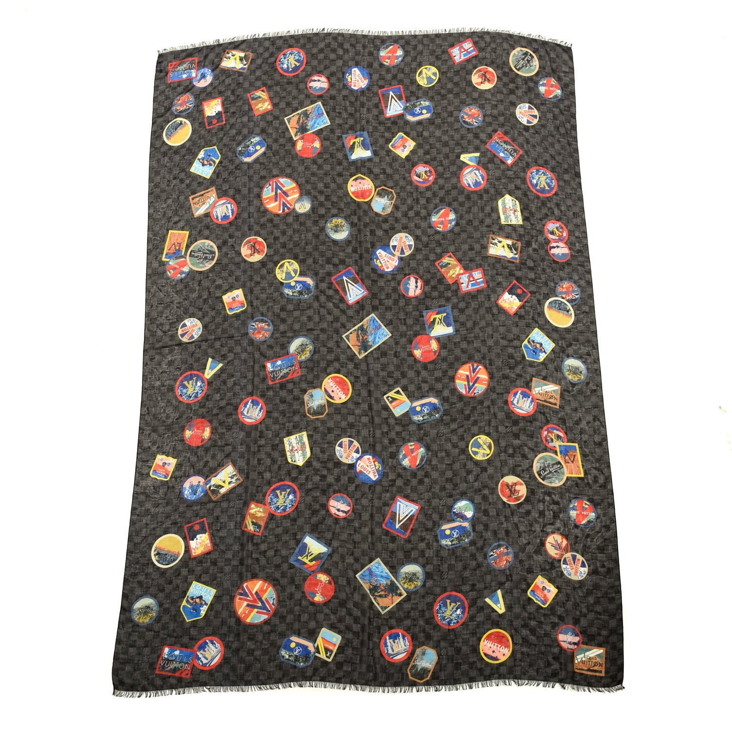 Louis Vuitton Cashmere Silk Damier Graphite Alps Shawl 1 of 3