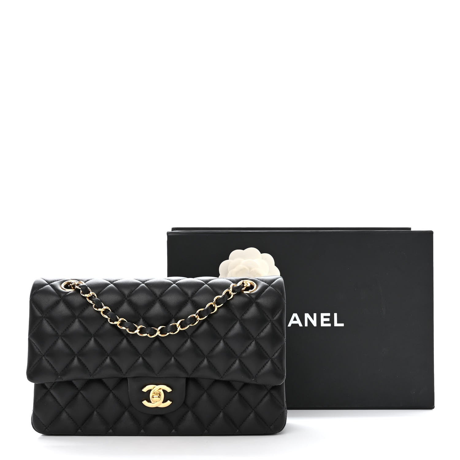 Chanel Lambskin Quilted Medium Double Flap Black 13 of 13