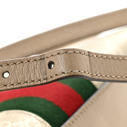 Gucci GG Supreme Monogram Textured Dollar Calfskin Web Small Ophidia Dome Shoulder Beige Mystic White Oatmeal 14 of 16