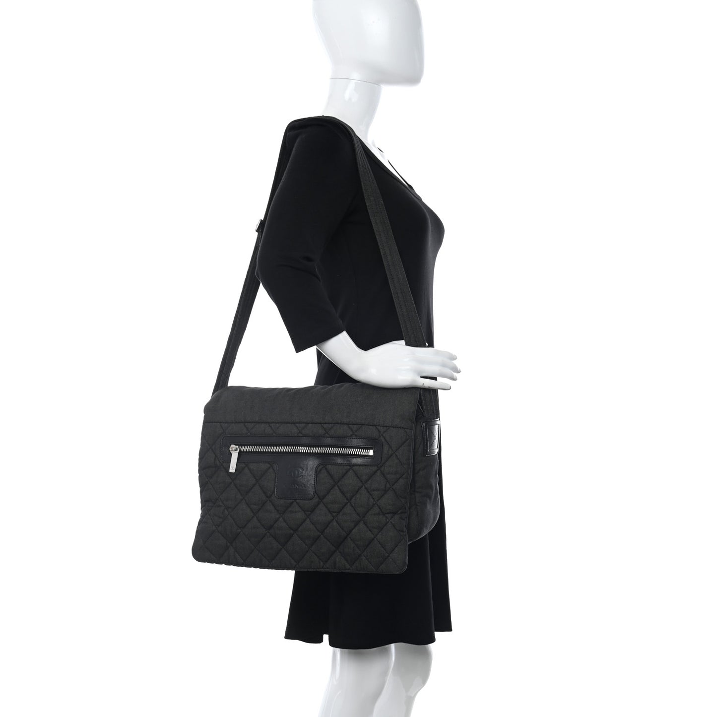 Denim Quilted Coco Cocoon Messenger Dark Grey