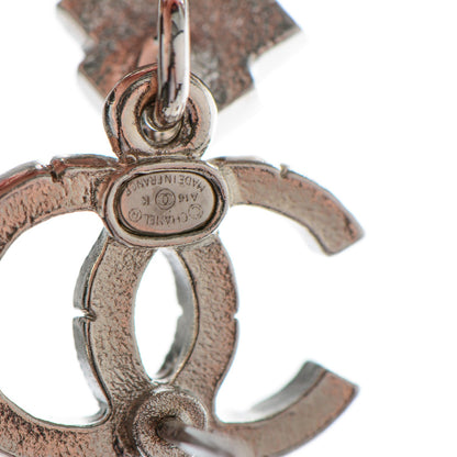 Chanel Crystal Heart CC Drop Earrings Silver 3 of 5