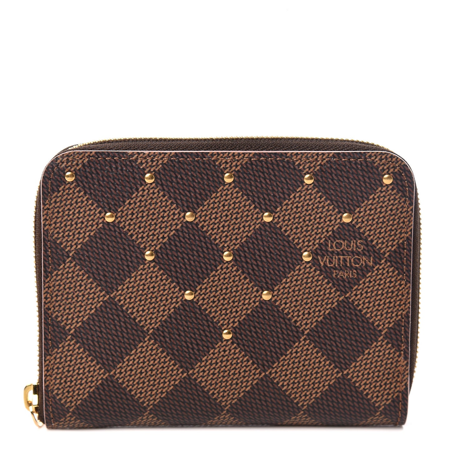 Damier Ebene Studded Zippy Coin Purse Rose Ballerine