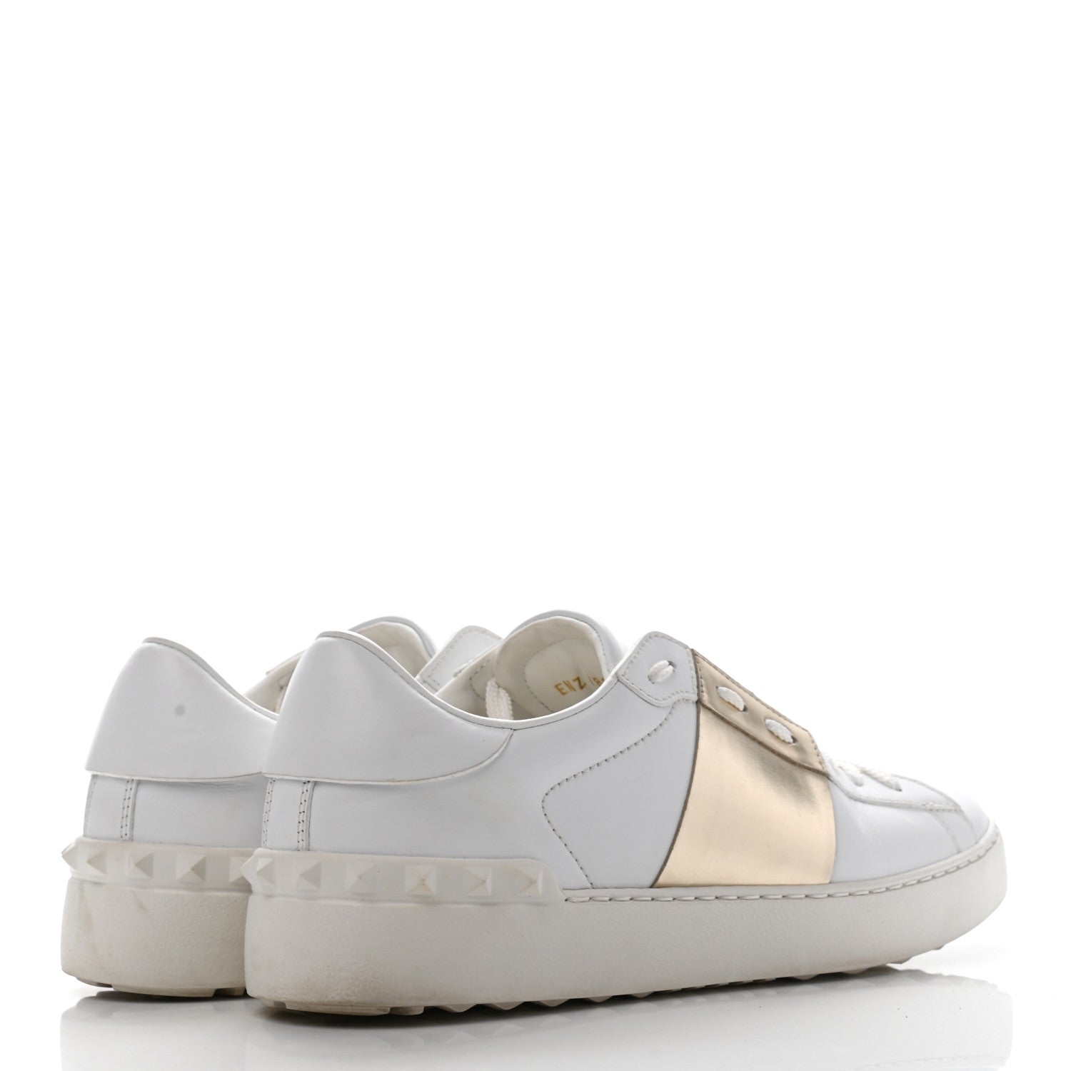 Valentino Garavani Calfskin Rockstud Open Sneakers 39.5 White Pewter 4 of 9