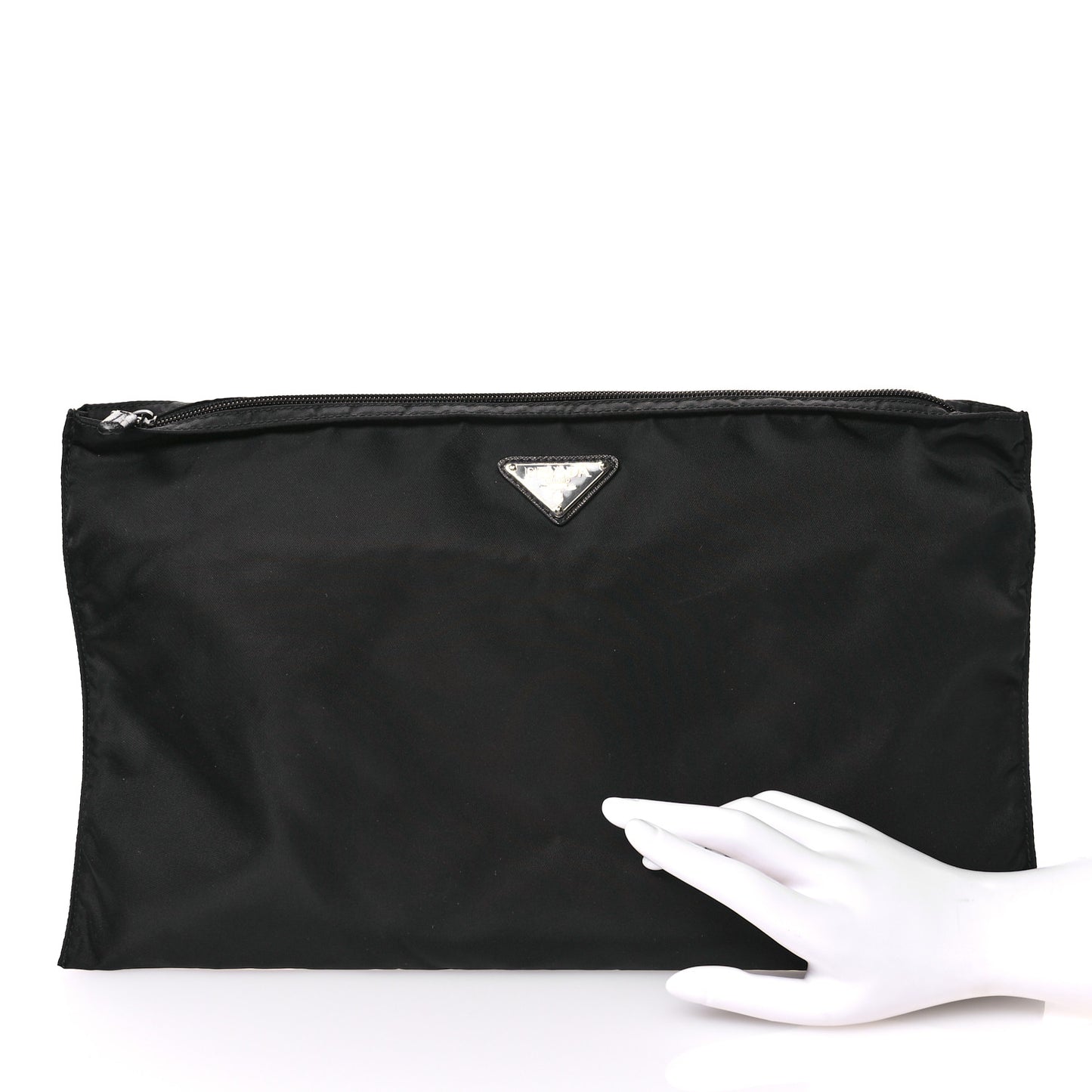 Tessuto Nylon Saffiano Flat Pouch Black