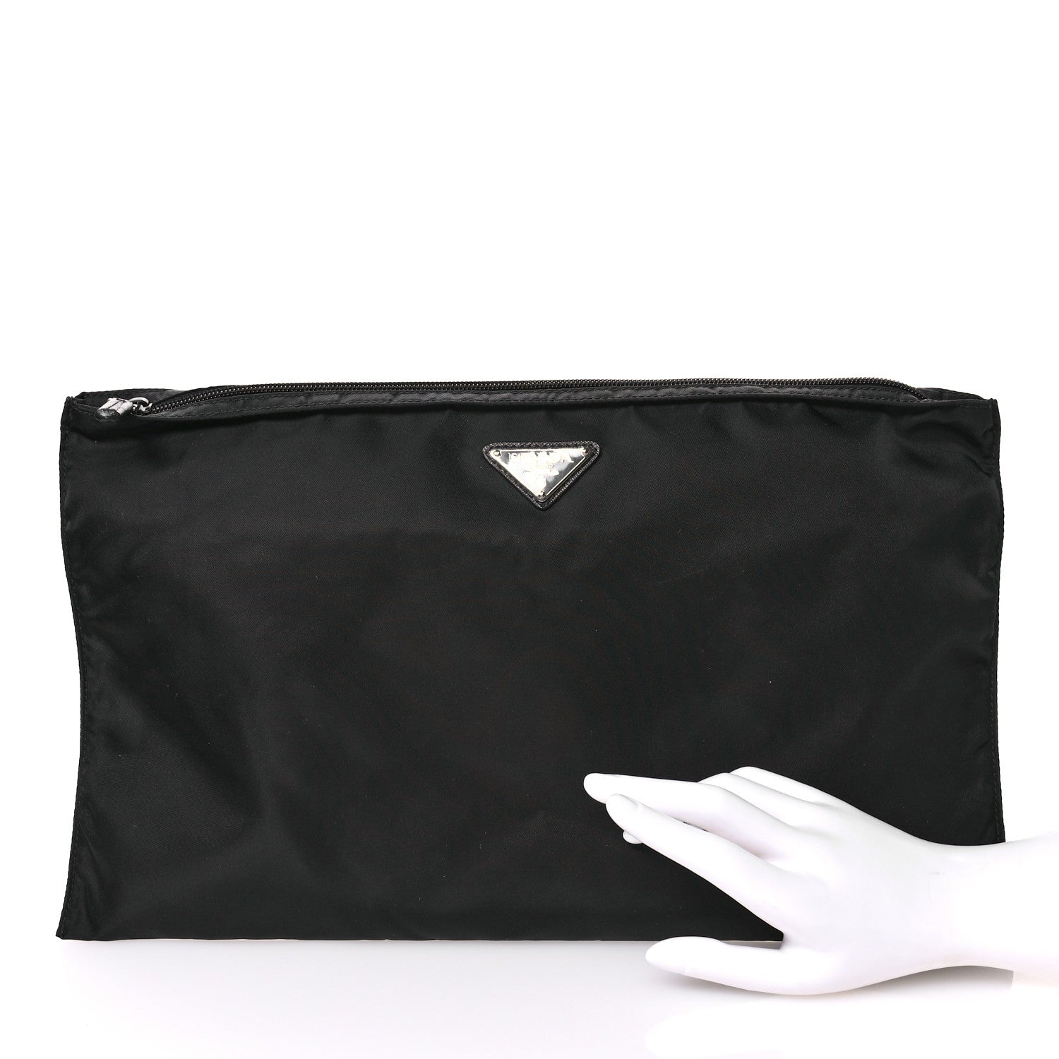 Prada Tessuto Nylon Saffiano Flat Pouch Black 2 of 6