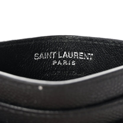 Saint Laurent Grain De Poudre Matelasse Chevron Monogram Credit Card Case Black 6 of 7