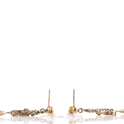 Chanel Medallion Clover CC Drop Earrings Light Gold 3 of 4