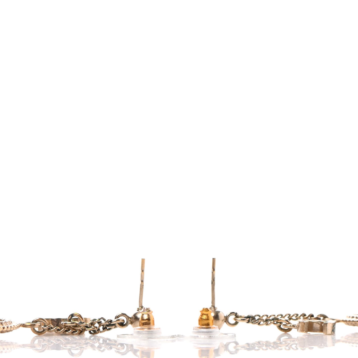 Medallion Clover CC Drop Earrings Light Gold