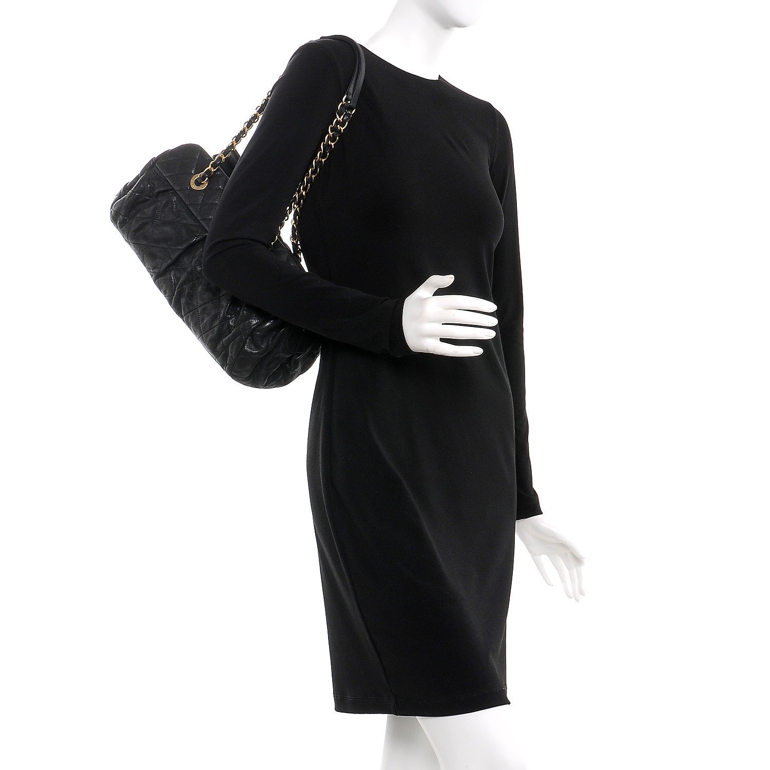 Chanel Iridescent Calfskin Chic Quilt Bowling Bag Black 2 of 7
