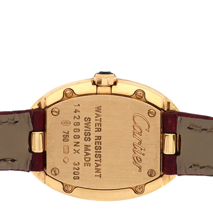 Cartier 18K Yellow Gold Alligator 24mm Baignoire Quartz Watch Burgundy 4 of 5