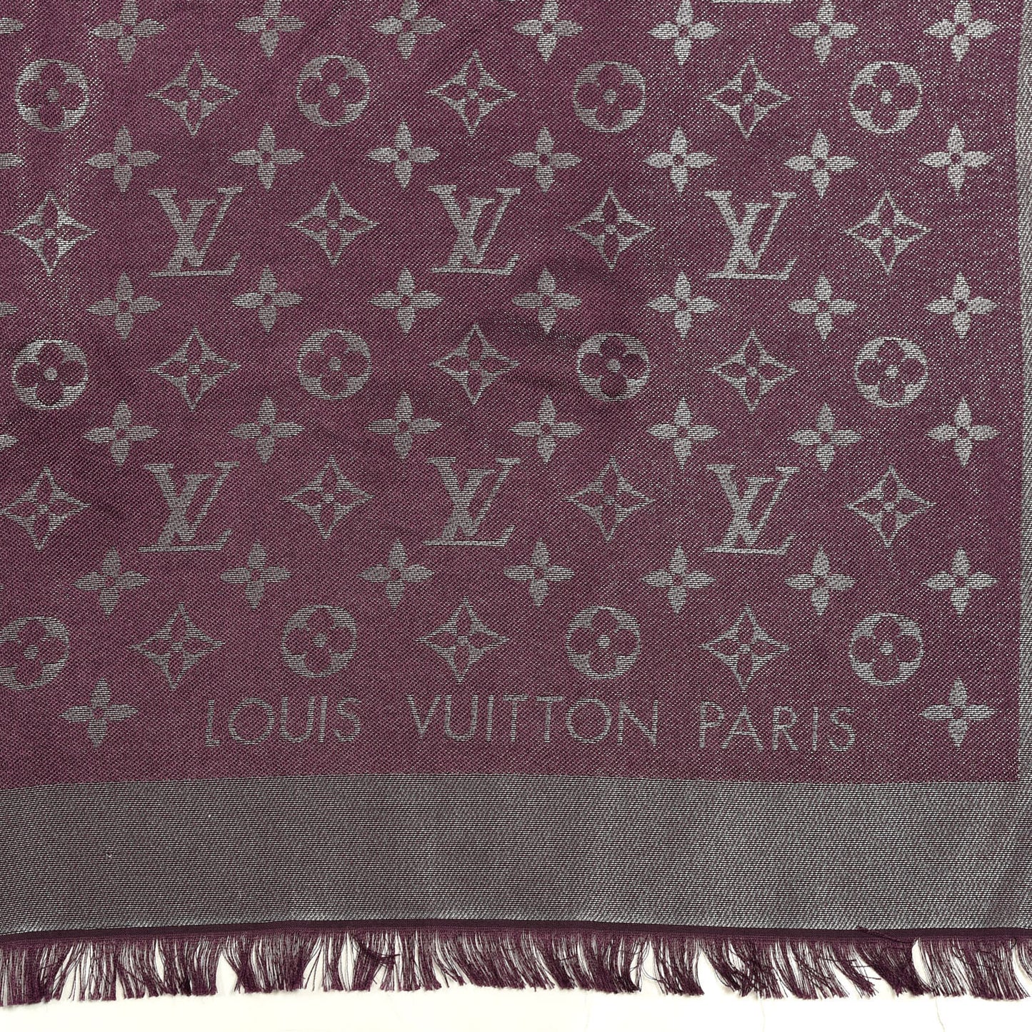 Silk Lurex Wool Monogram Shine Shawl Amarante