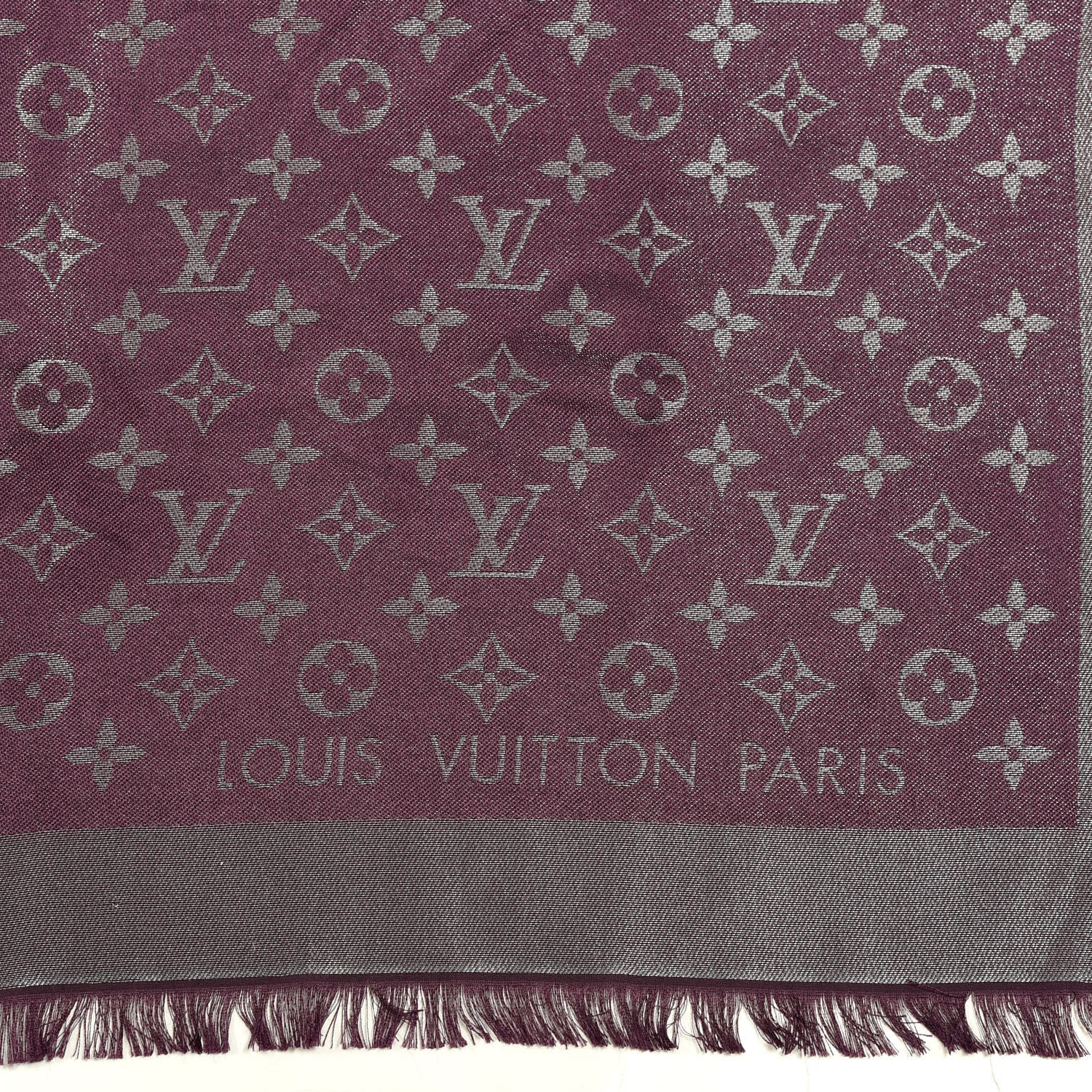 Louis Vuitton Silk Lurex Wool Monogram Shine Shawl Amarante 2 of 3