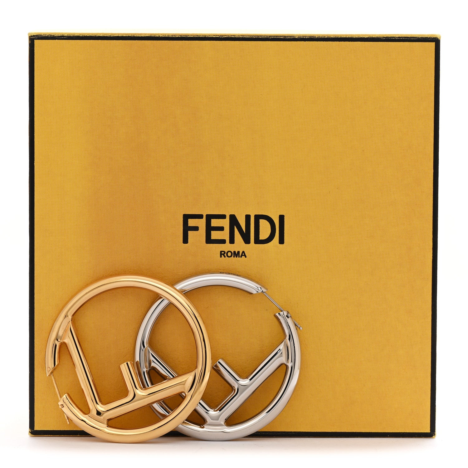 Fendi Metal FF Hoop Earrings Gold Silver 6 of 6