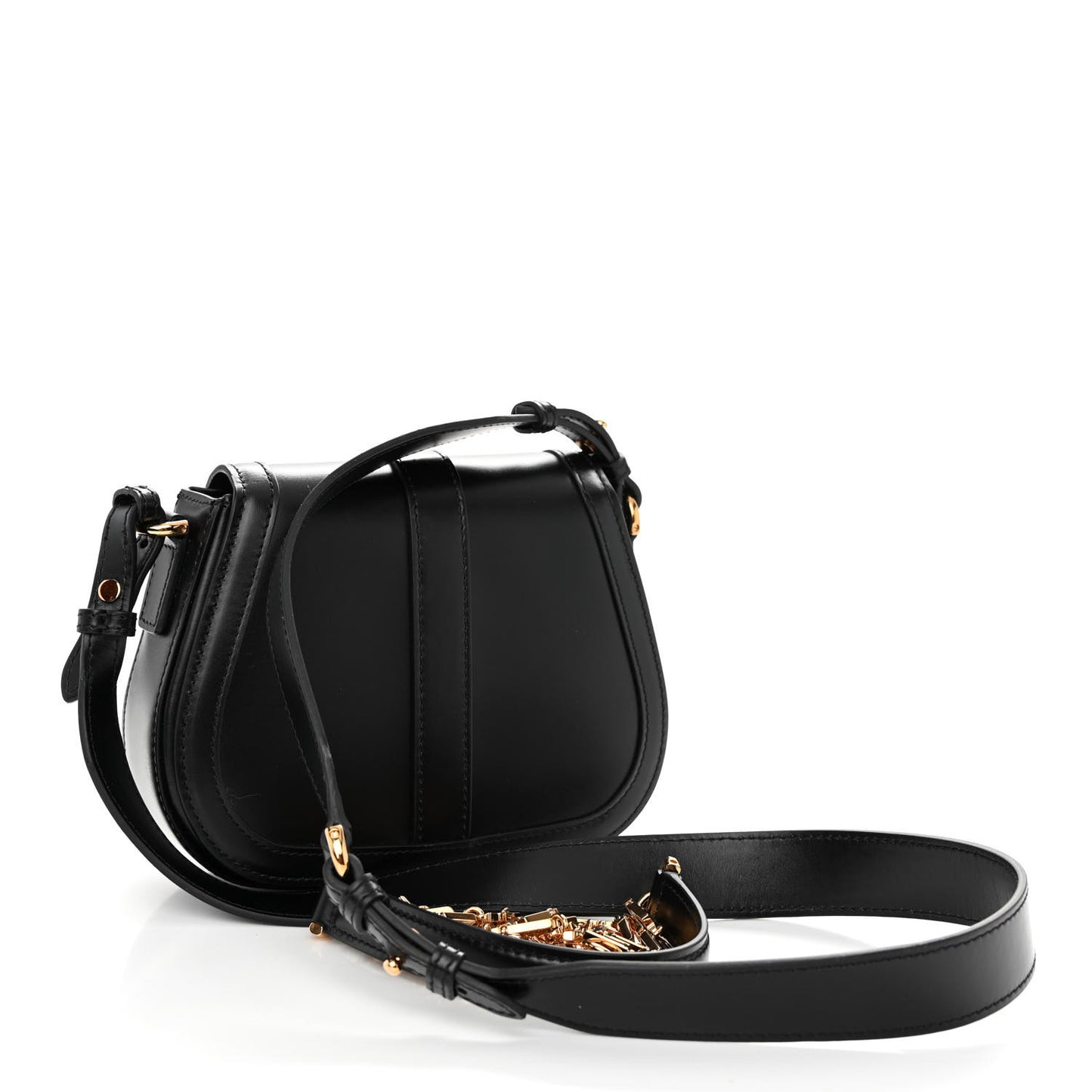 Calfskin Small Greca Goddess Shoulder Bag Black