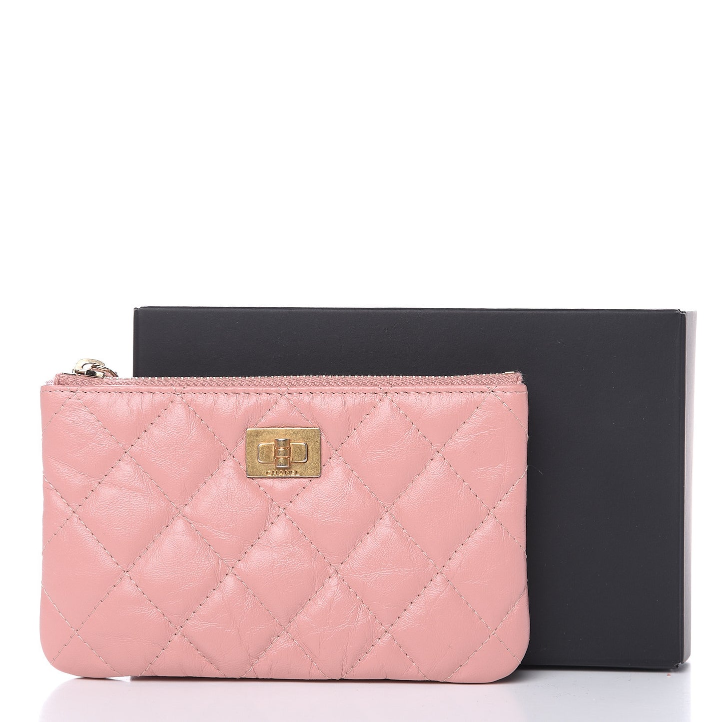 Aged Calfskin Quilted Small Reissue Cosmetic Case Light Pink