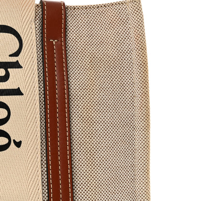 Chloe Linen Calfskin Medium Woody Ribbon Tote White Brown 13 of 18