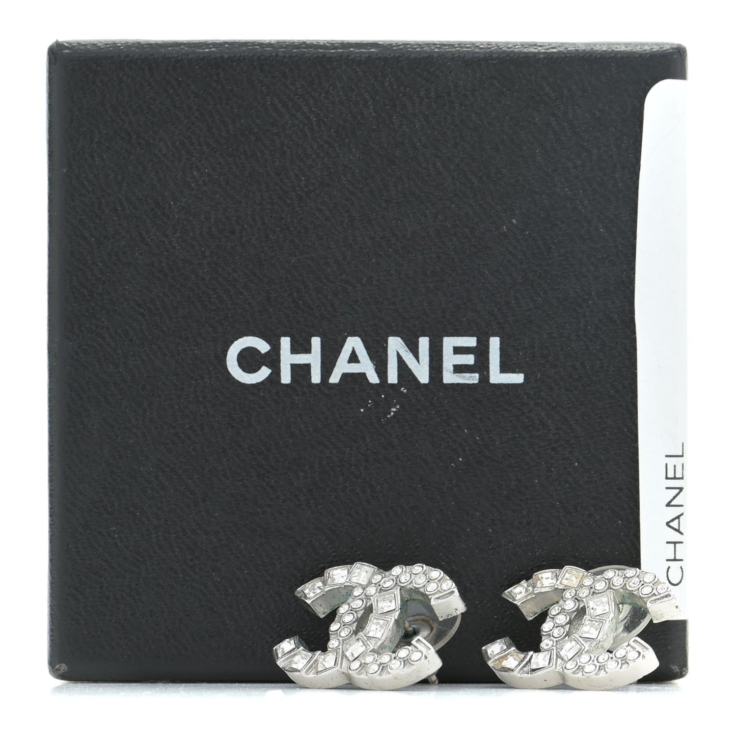 Baguette Crystal CC Earrings Silver