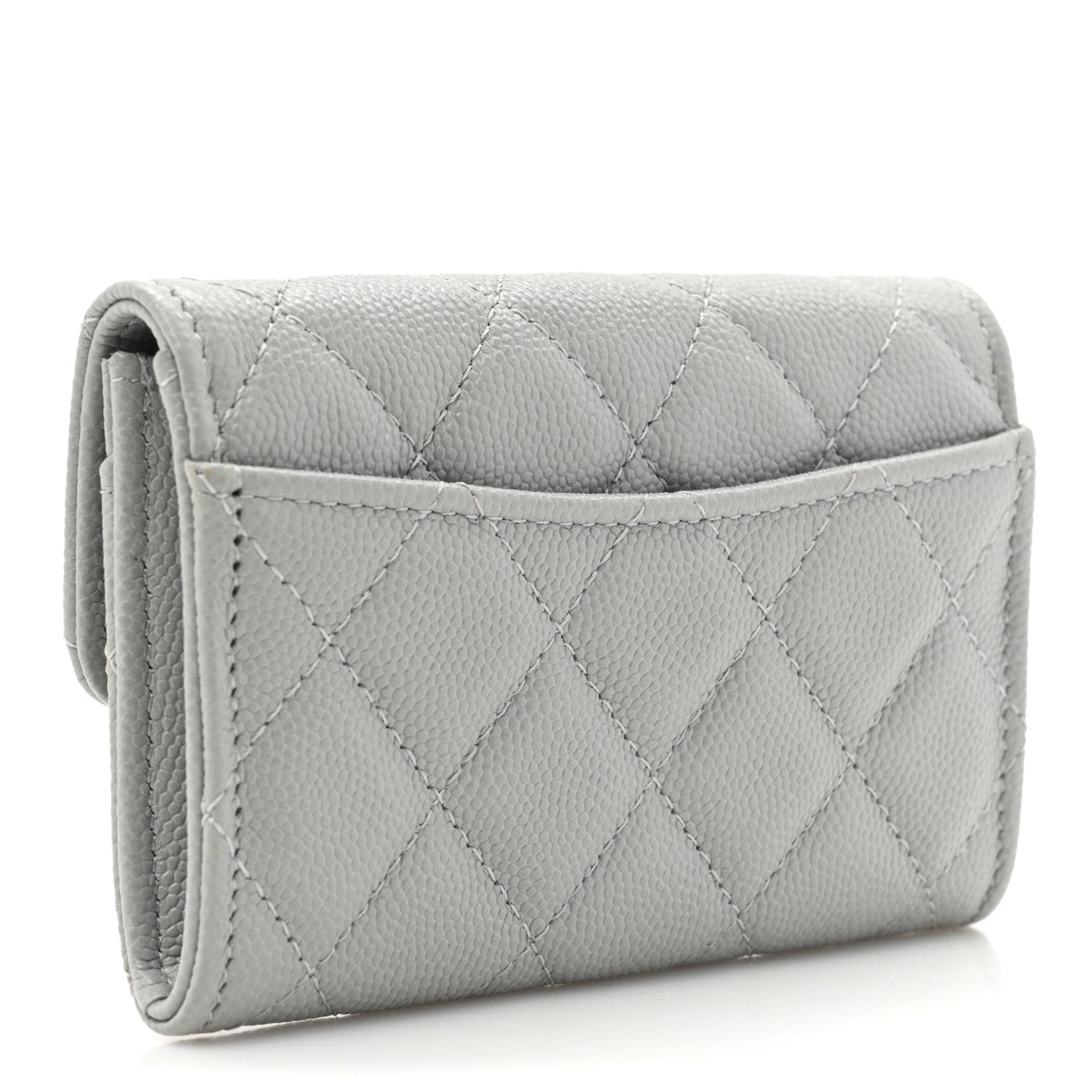 Chanel Caviar Quilted Flap Card Holder Wallet Grey 3 of 11