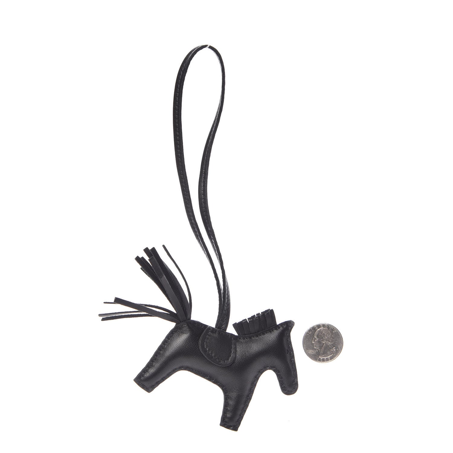 Hermes Milo Lambskin Grigri Rodeo Horse Bag Charm PM So Black 2 of 4