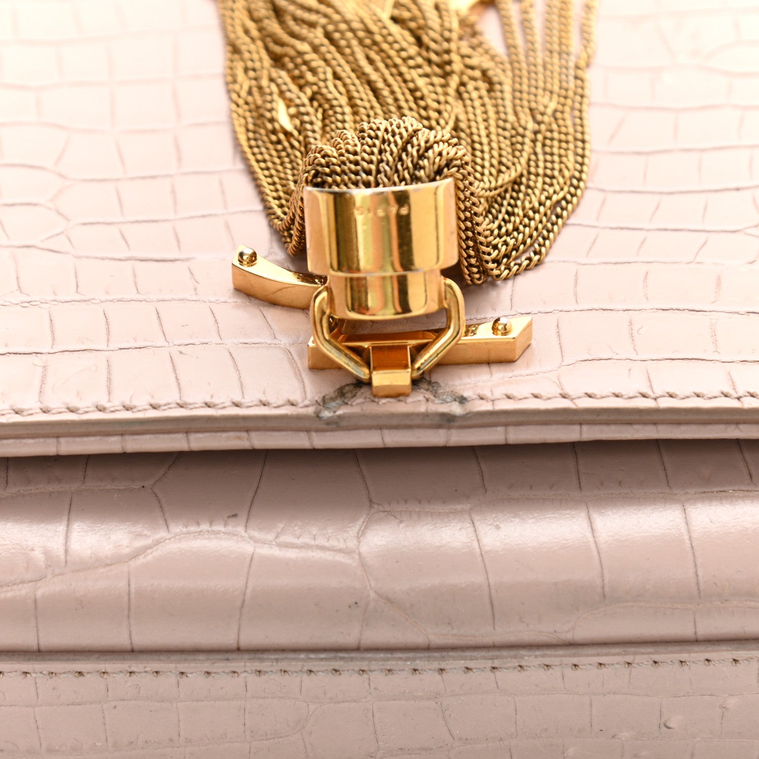 Saint Laurent Calfskin Crocodile Embossed Small Classic Monogram Kate Tassel Satchel Light Pink 13 of 13