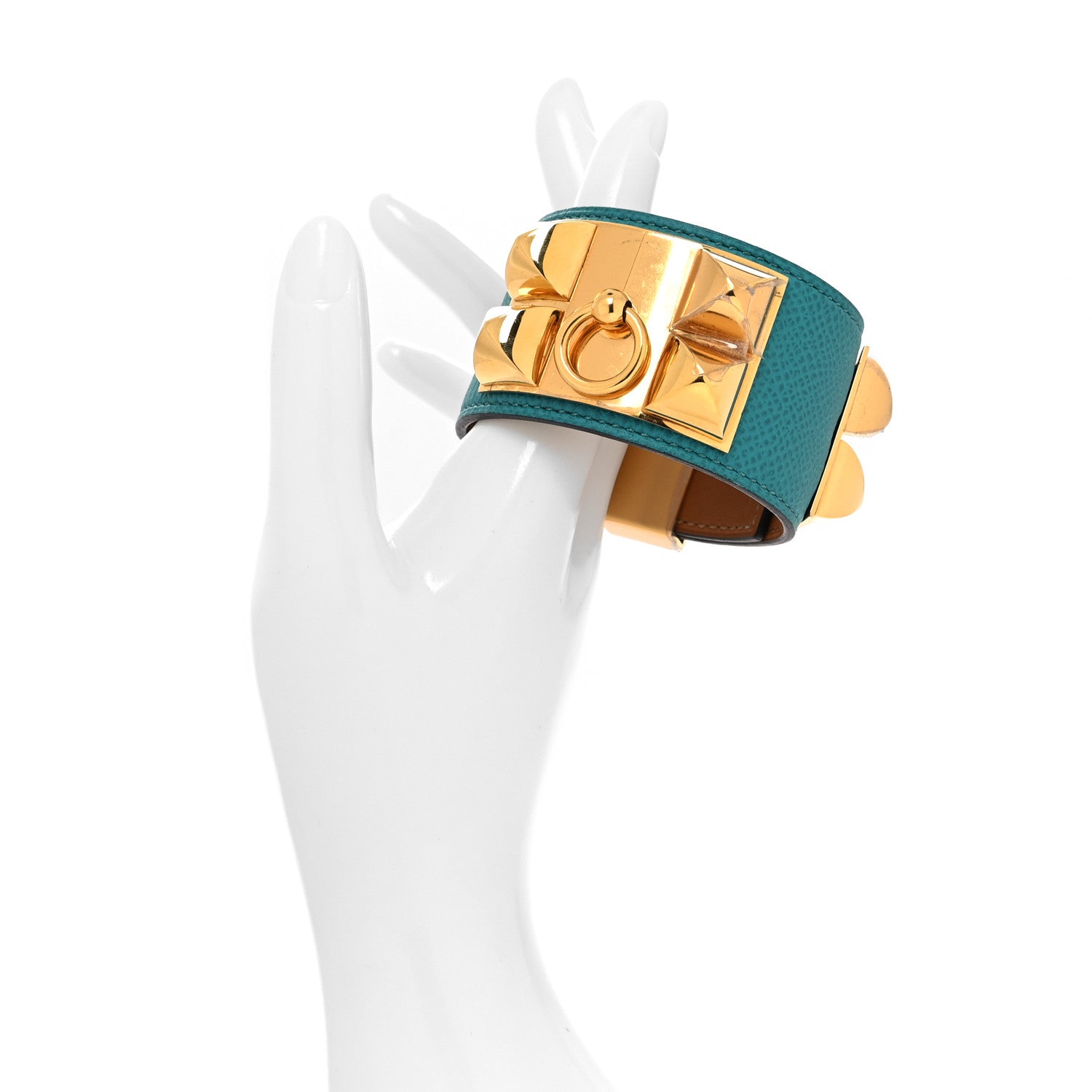 Hermes Epsom Collier de Chien CDC Bracelet S Malachite 2 of 5