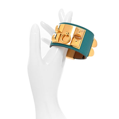Hermes Epsom Collier de Chien CDC Bracelet S Malachite 2 of 5