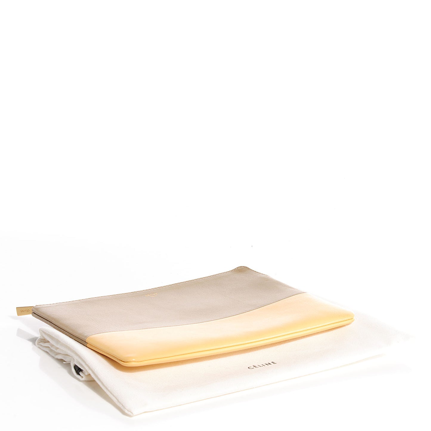 Lambskin Bi-Color Solo Clutch Pouch Beige Butter