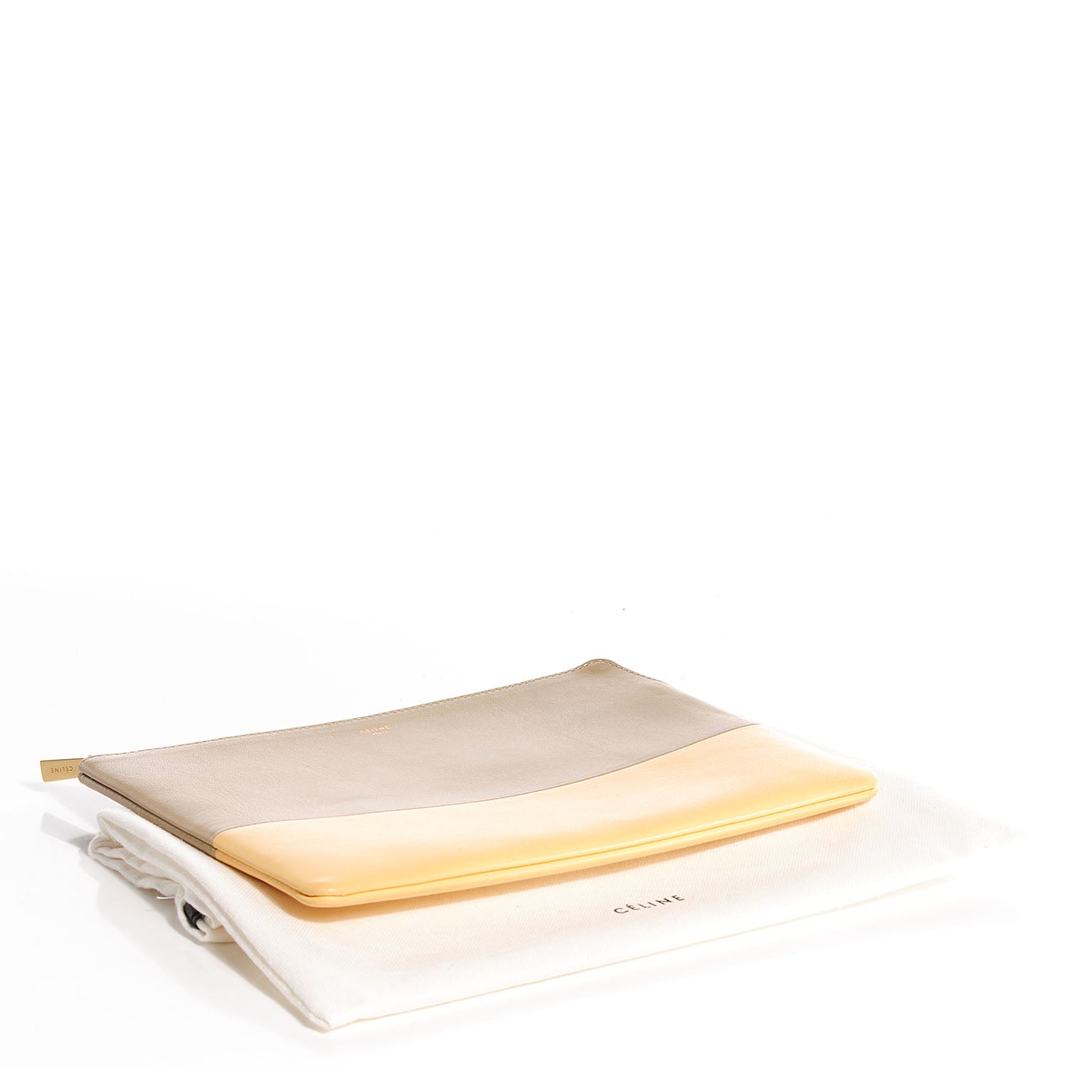 Celine Lambskin Bi-Color Solo Clutch Pouch Beige Butter 4 of 10